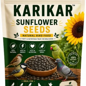KARIKAR Sunflower Seeds for Birds | Healthy Bird Food for Parrots, Lovebirds, Cockatiels & Macaws