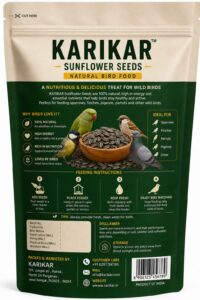 KARIKAR Sunflower Seeds for Birds | Healthy Bird Food for Parrots, Lovebirds, Cockatiels & Macaws