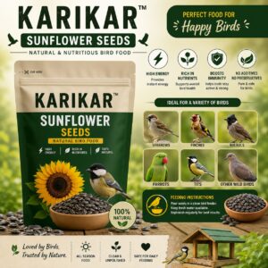 KARIKAR Sunflower Seeds for Birds | Healthy Bird Food for Parrots, Lovebirds, Cockatiels & Macaws