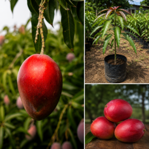 KARIKAR All Time Red Mango Grafted Live Plant | Year-Round Fruiting Mango Variety | Sweet Red Mango Tree Sapling for Home Garden & Farm