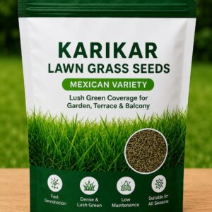 KARIKAR Lawn Grass Seeds, Mexican Variety, Lush Green Coverage for Garden, Terrace & Balcony (1KG)