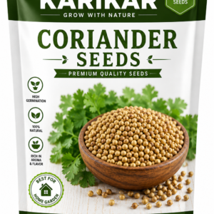 KARIKAR Coriander Seeds for Home Garden & Kitchen Garden | Premium Coriander Vegetable Seeds for Pots, Terrace & Indoor Gardening | High Germination 50+ Seeds