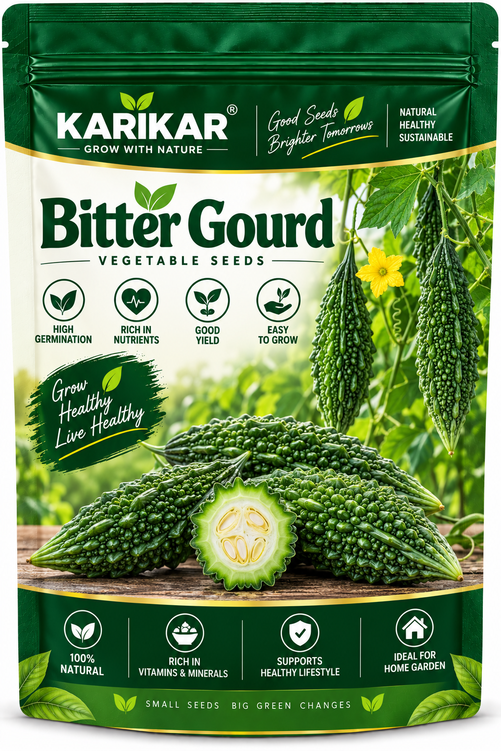 KARIKAR Bitter Gourd Seeds for Home Garden | Premium Karela Vegetable Seeds | High Germination 50+ Seeds