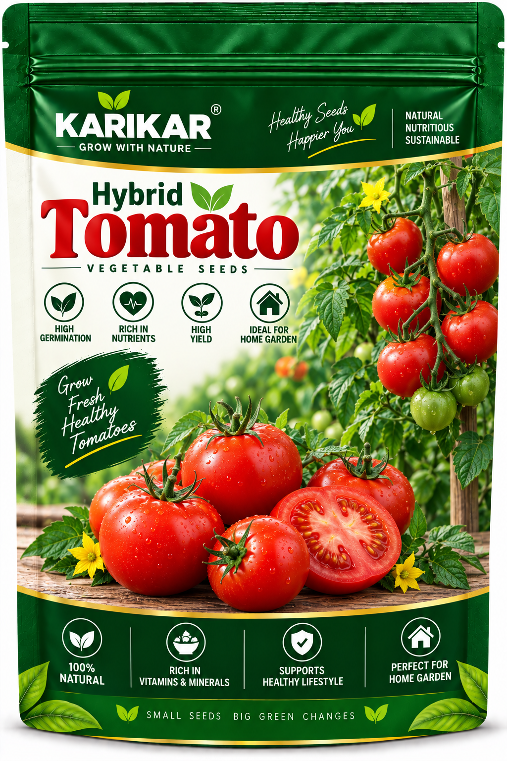 KARIKAR Hybrid Tomato Seeds for Home Garden | Premium Hybrid Tomato Vegetable Seeds | High Germination 50+ Seeds
