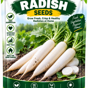 KARIKAR Radish Vegetable Seeds for Home Garden, Kitchen Garden & Terrace | White Radish Seeds for Fresh, Crisp & Healthy Radishes 50+ Seeds