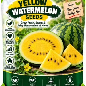 KARIKAR Yellow Watermelon Seeds for Home Garden, Kitchen Garden & Terrace | Yellow Flesh Watermelon Vegetable Fruit Seeds for Pots & Garden | High Germination 50+ Seeds