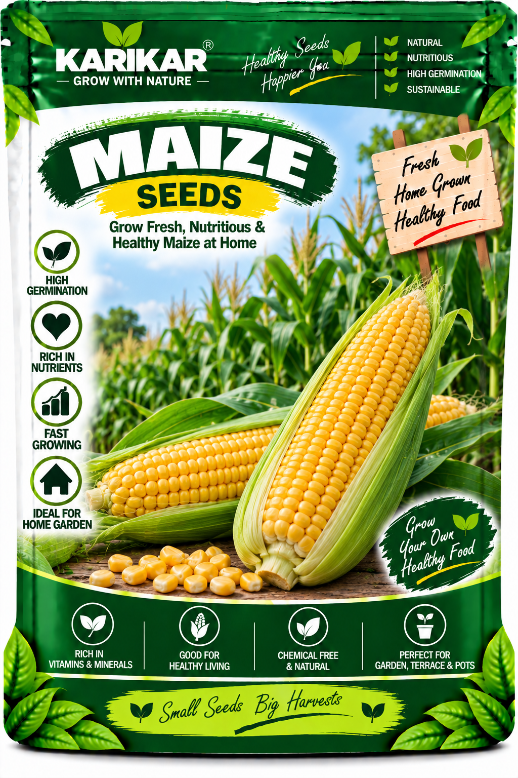 KARIKAR Maize Seeds for Home Garden | Premium Corn Seeds | High Germination 50 grams