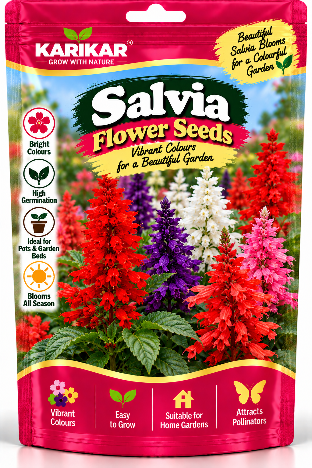 KARIKAR® Salvia Flower Seeds for Home Garden, Colorful Salvia Flowering Plants -30 Grams Seeds
