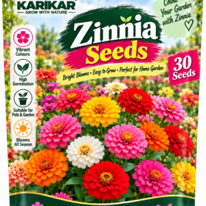 KARIKAR® Zinnia Flower Seeds, 30 Seeds for Home Garden, Vibrant Colourful Blooms -30 Grams Seeds