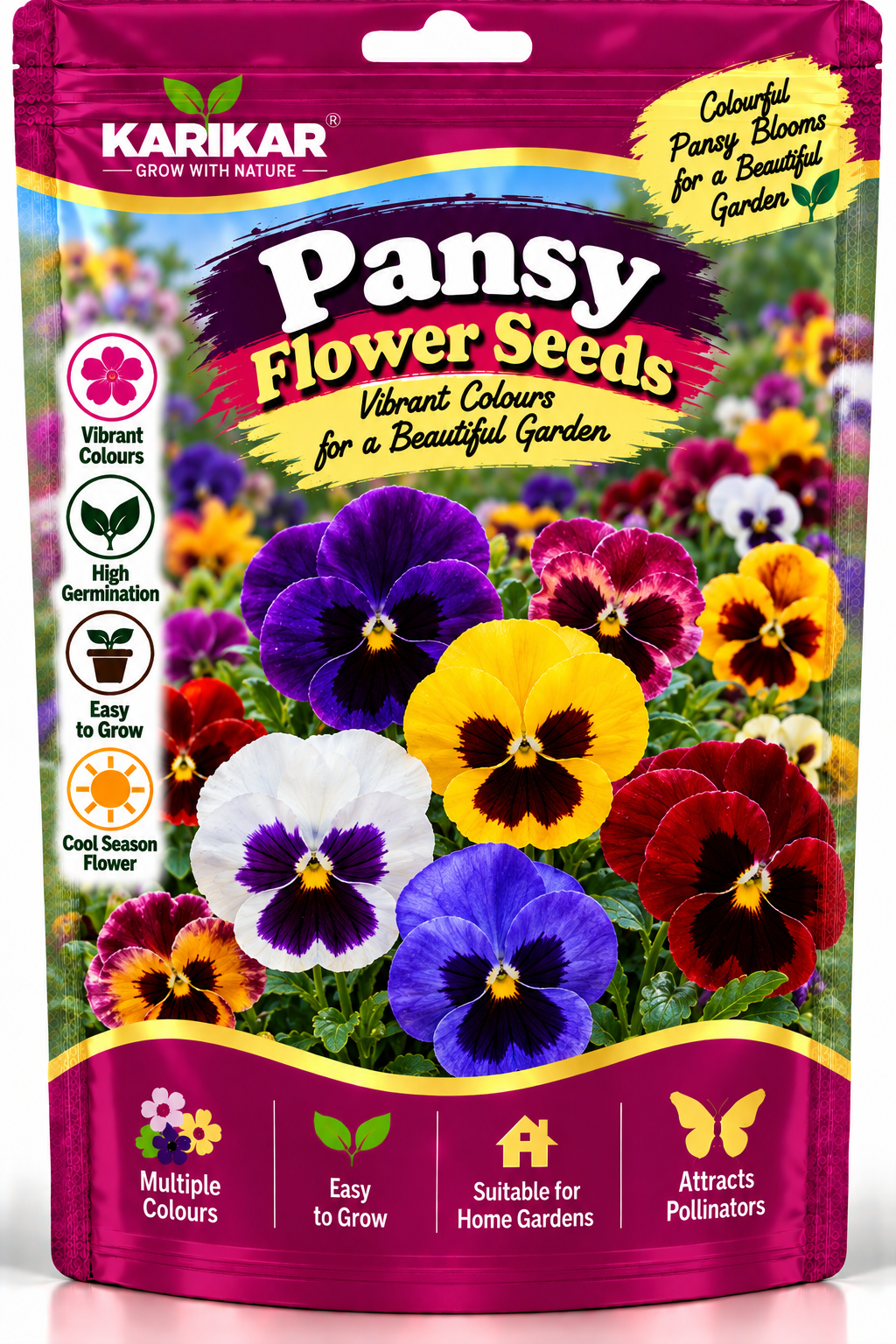 KARIKAR® Pansy Flower Seeds for Home Garden, Colorful Panchrangi Pansy Flowering Plants-30 Grams Seeds
