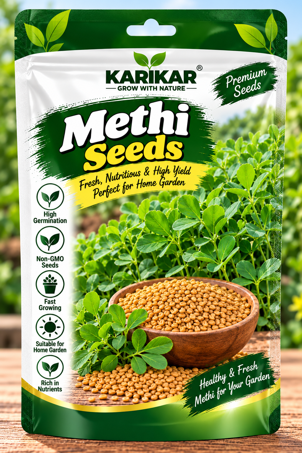 KARIKAR Premium Methi Seeds for Home Gardening, Fenugreek Vegetable 20+Seeds