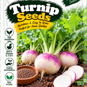 KARIKAR Premium Turnip Seeds for Home Gardening, Purple Top White Turnip Vegetable 20+ Seeds